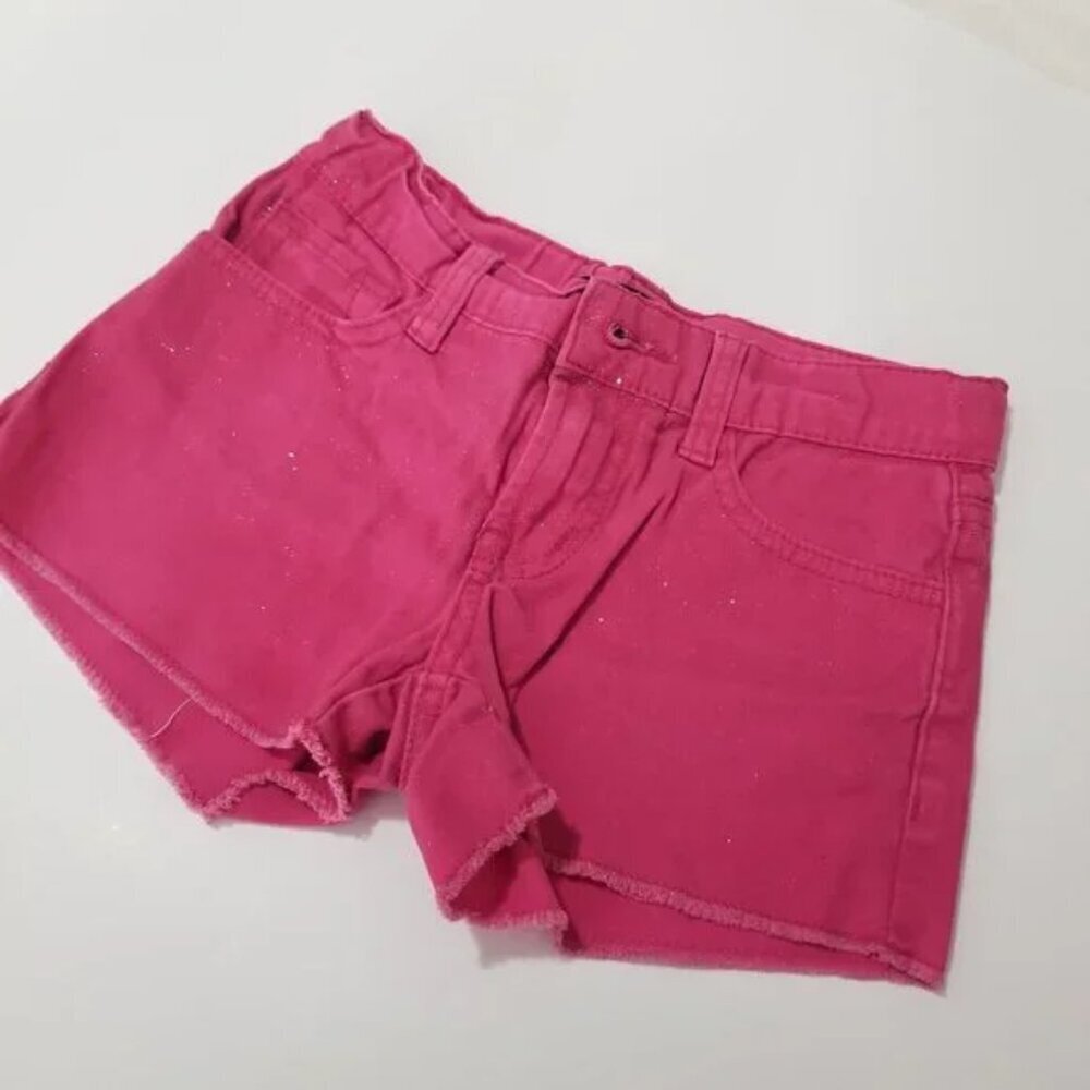 🔴 Jordache sparkle pink lightweight denim shorts girls size 7 (F23)